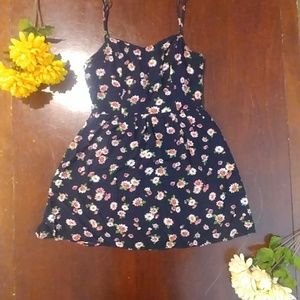 Love Tree Floral Blue Zipper Back Dress